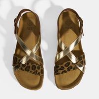  Leopar Kadın Toka Detaylı Nubuk Sandalet