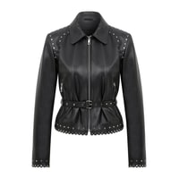 Abina Siyah Kadın Deri Ceket 