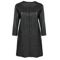 Abrianna Kadın Panelli Anatomik Uzun Deri Ceket