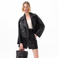 Abrienne Siyah Kadın Deri Etek