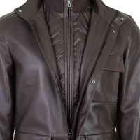 Adahy Kahve Erkek Deri Mont