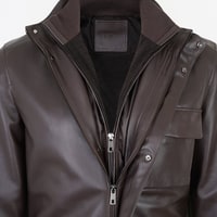 Adahy Kahve Erkek Deri Mont