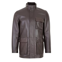 Adahy Kahve Erkek Deri Mont