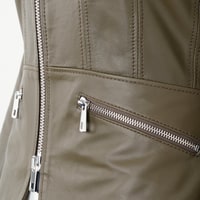 Adelie Haki Kadın Deri Mont