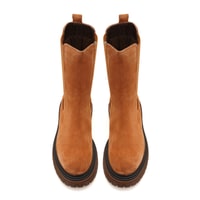 Adella Taba Kadın Yandan Lastikli Süet Deri Chelsea Bot