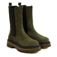 Adella Yeşil Kadın Yandan Lastikli Süet Deri Chelsea Bot