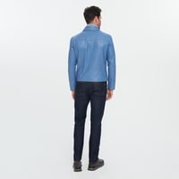 Adohi Mavi Erkek Deri Mont