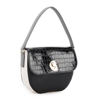 Afsooz Siyah Kadın Kroko Baskılı Deri Omuz Çantası