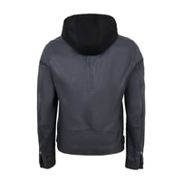 Aimone Gri Erkek Kapüşonlu Deri Ceket