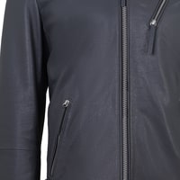 Aimone Gri Erkek Kapüşonlu Deri Ceket