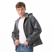 Alanzo Gri Erkek Çift Taraflı Bomber Deri Ceket