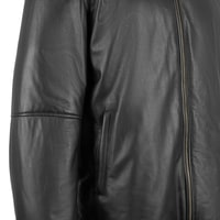 Alanzo Siyah Erkek Çift Taraflı Deri Bomber Ceket