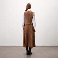 Alaqua Kahve Kadın Süet Deri Yelek