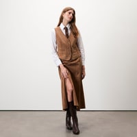 Alaqua Kahve Kadın Süet Deri Yelek