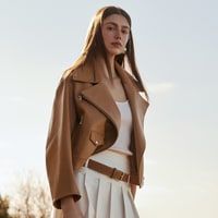 Albinia Kahve Kadın Deri Biker Ceket