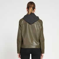 Alicia Haki Kadın Deri Kapüşonlu Ceket
