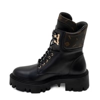 Alvar Siyah Kadın Monogram Deri Bot