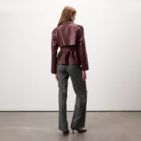 Amadika Bordo Kadın Deri Trençkot