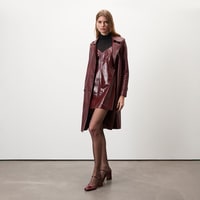 Amayeta Bordo Kadın Deri Elbise