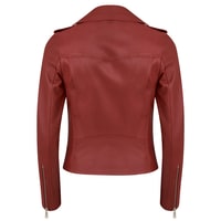 Amelia Kırmızı Kadın Biker Deri Ceket