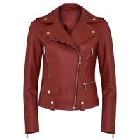 Amelia Kırmızı Kadın Biker Deri Ceket
