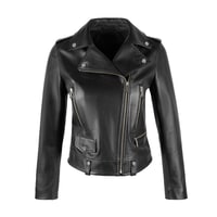 Amelia Siyah Kadın Biker Deri Ceket