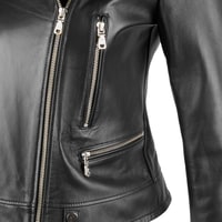 Amelia Siyah Kadın Biker Deri Ceket