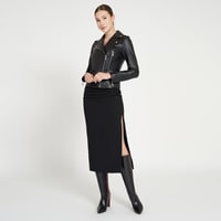 Amelia Siyah Kadın Biker Deri Ceket