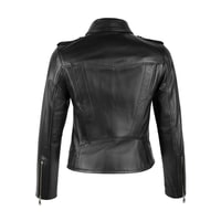 Amelia Siyah Kadın Biker Deri Ceket