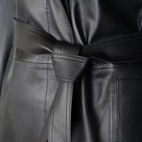 Amiah Siyah Kadın Oversize Deri Pardösü