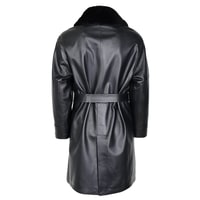 Amiah Siyah Kadın Oversize Deri Pardösü