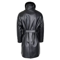 Amiah Siyah Kadın Oversize Deri Pardösü