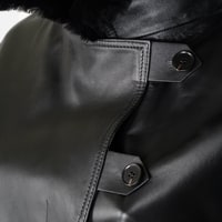 Amiah Siyah Kadın Oversize Deri Pardösü