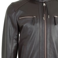 Analu Koyu Kahve Erkek Kapüşonlu Deri Mont