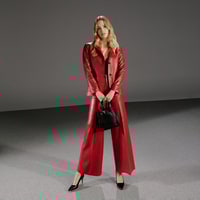 Angeni Kırmızı Kadın Deri Pantolon