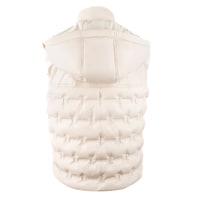 Anitra Krem Kadın Kapüşonlu Puffer Deri Yelek