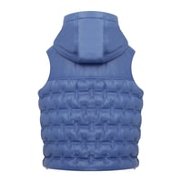 Anitra Mavi Kadın Kapüşonlu Puffer Deri Yelek