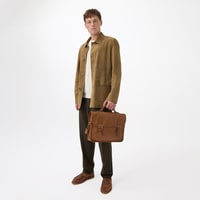 Anoki Haki Erkek Çift Taraflı Süet Deri Mont