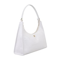 Aspen Beyaz Kadın Kroko Baskılı Deri Omuz Çantası