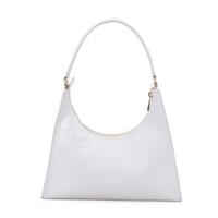 Aspen Beyaz Kadın Kroko Baskılı Deri Omuz Çantası