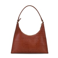 Aspen Kahve Kadın Kroko Baskılı Deri Omuz Çantası