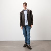 Auburn Kahverengi Erkek Deri Blazer Ceket