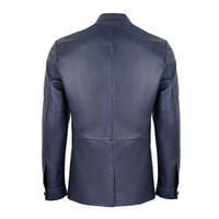 Auburn Mavi Erkek Deri Blazer Ceket