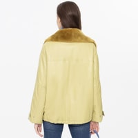 Auren Yeşil Kadın Deri Puffer Mont