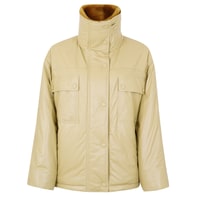 Auren Yeşil Kadın Deri Puffer Mont