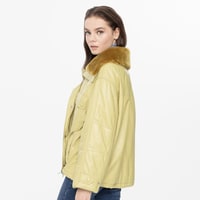 Auren Yeşil Kadın Deri Puffer Mont