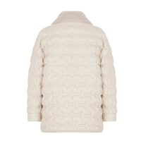 Avari Krem Kadın Puffer Deri Mont