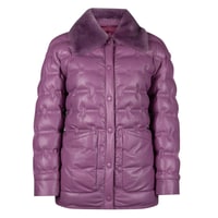 Avari Mor Kadın Puffer Deri Mont
