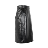 Ayalisse Siyah Kadın Kroko Baskılı Deri Etek