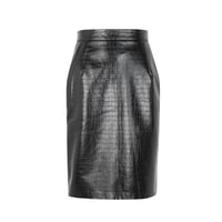 Ayalisse Siyah Kadın Kroko Baskılı Deri Etek